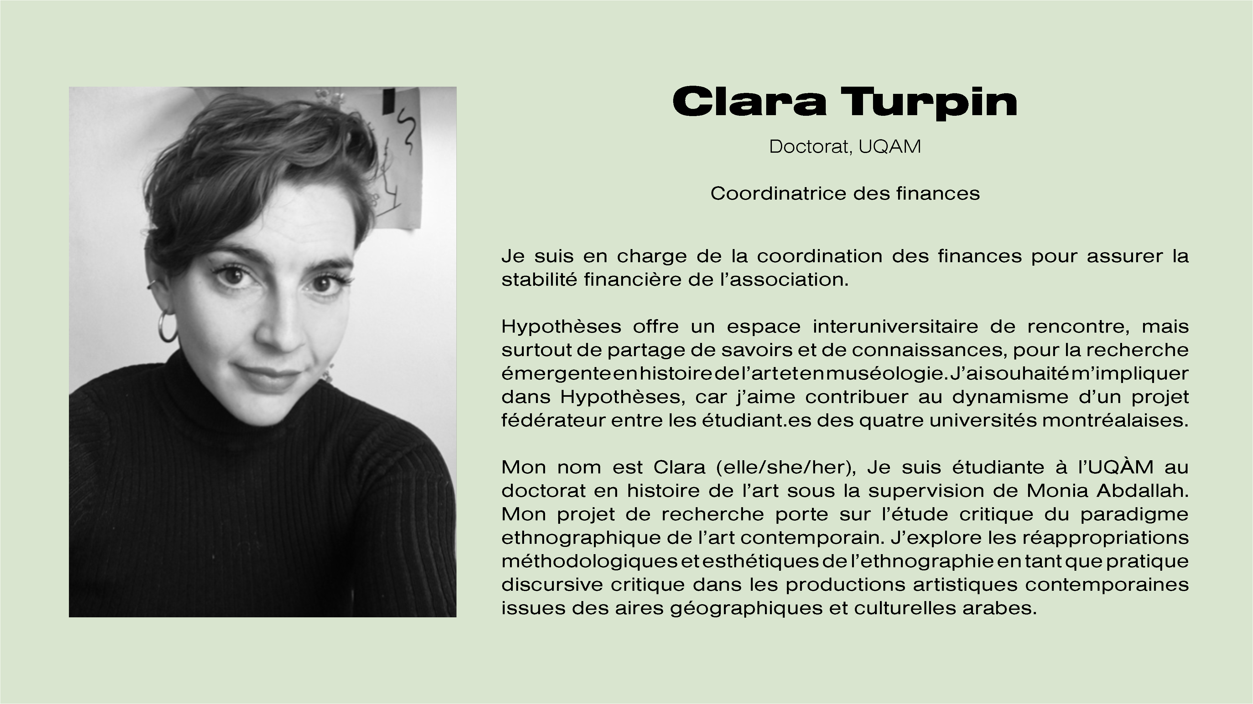 Clara Turpin, coordinatrice des finances