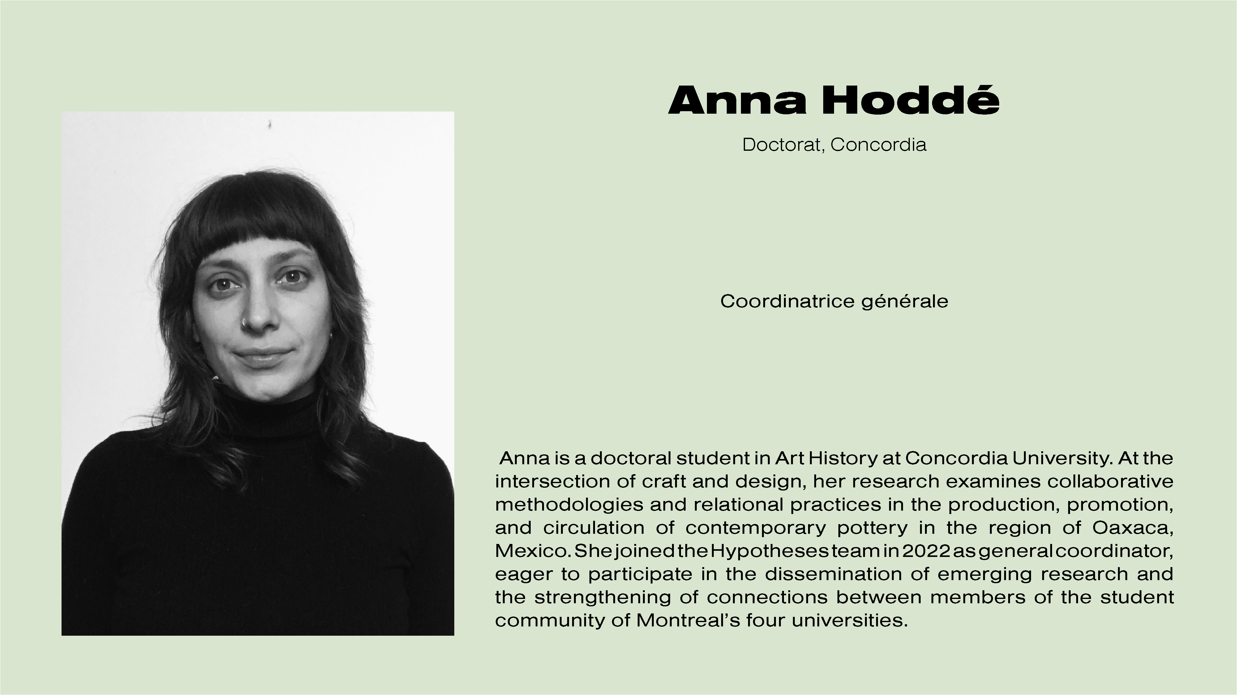 Anna Hoddée, coordinatrice
